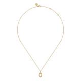 Yellow 14 Karat Oval Drop Pendant And Cable Link Chain Necklace Gold N