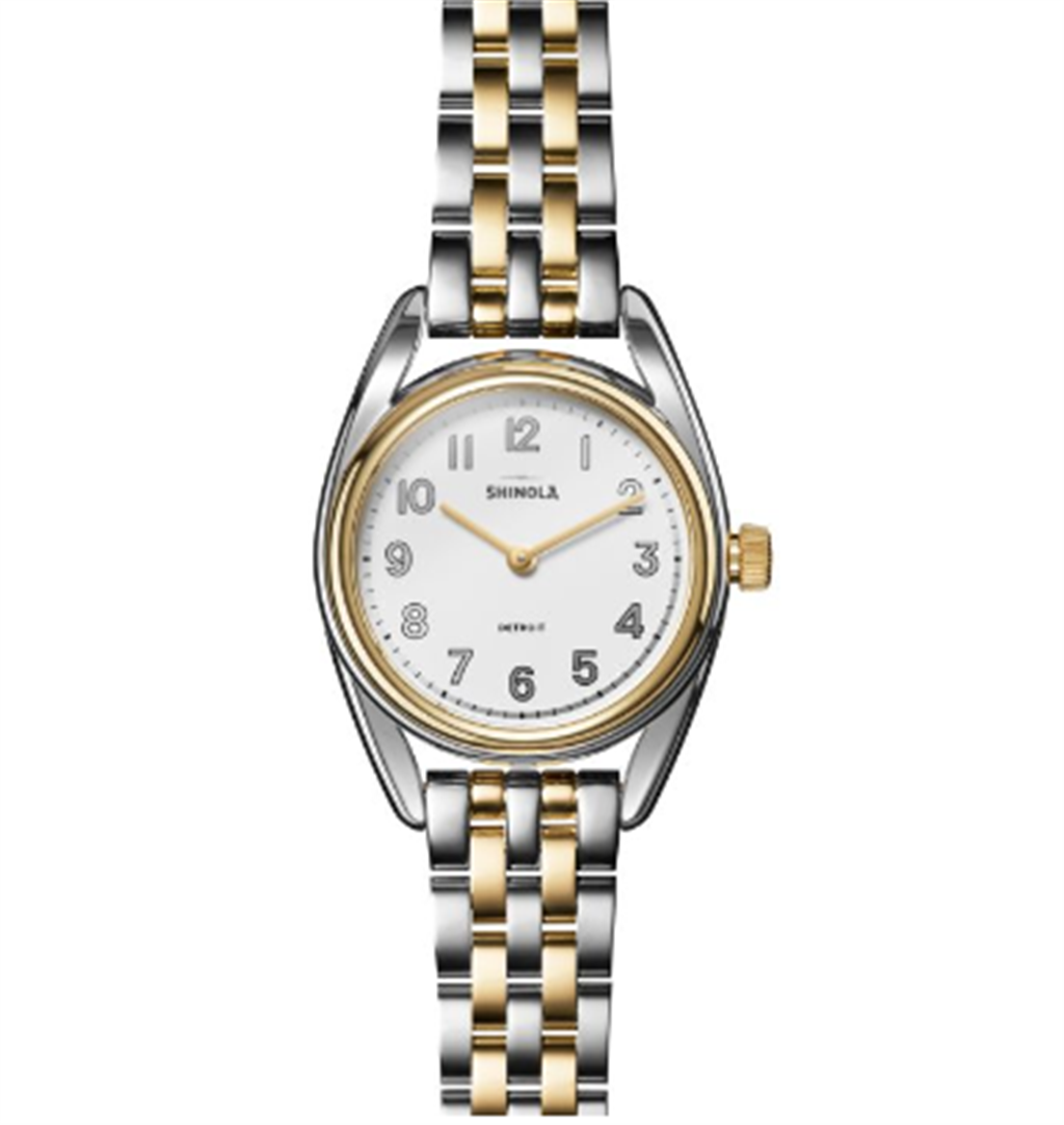 The Derby Watch with White Face and Two Tone Bracelet