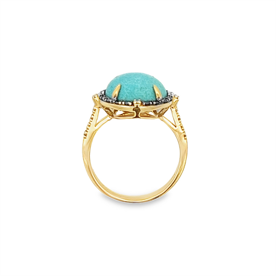 Estate Turquoise Black & White Diamond Ring