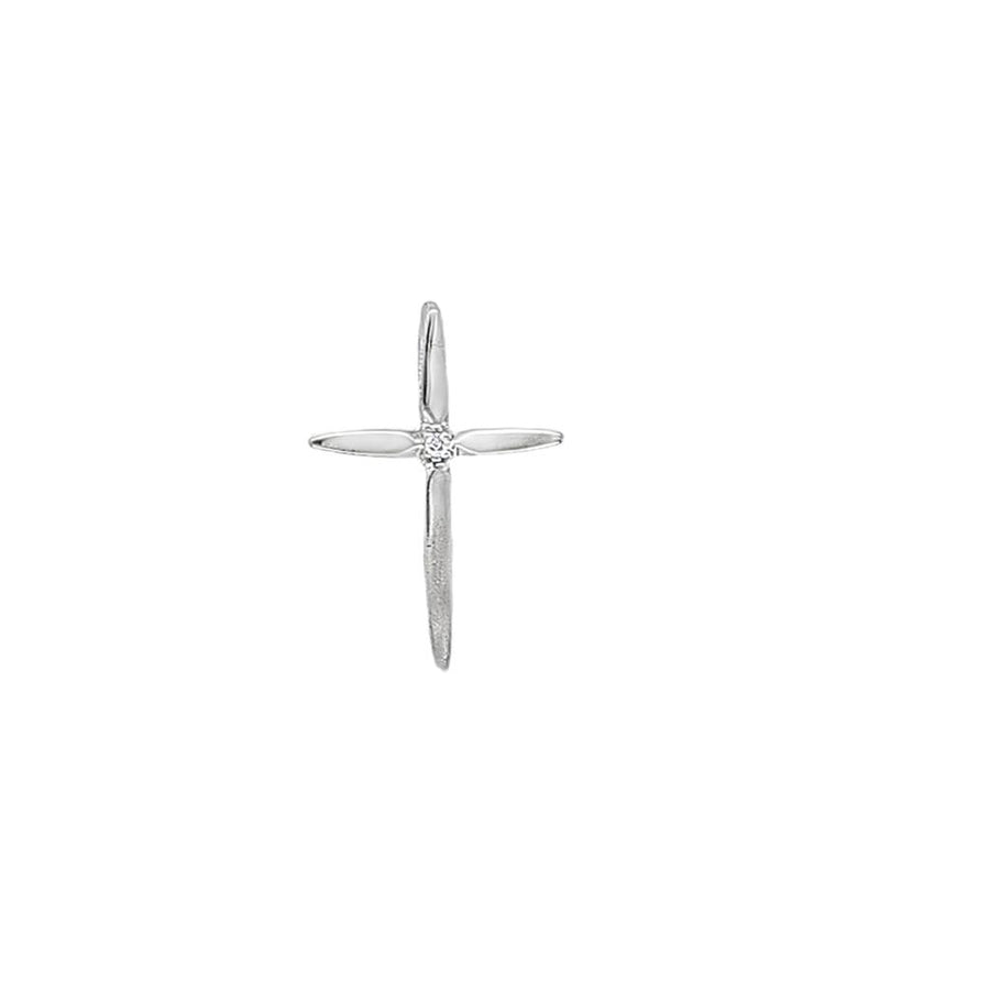 14kw 1.50x18.25x12.50mm Cross Pendant With A 0.005pt RBC Center Stone