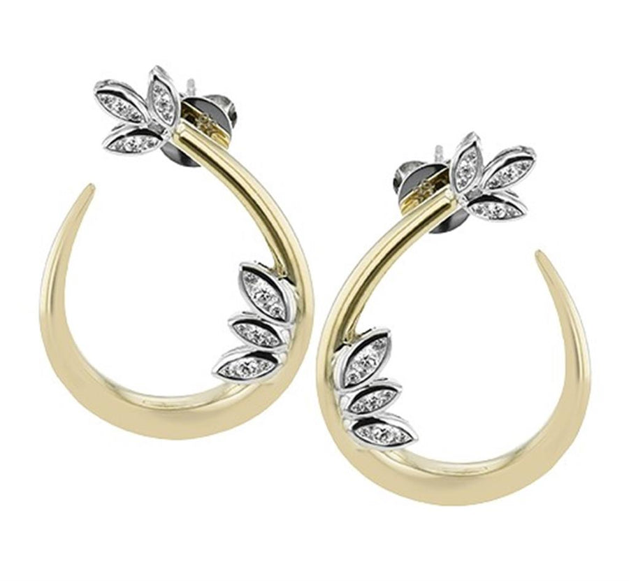 Simon G. Lady's Two-Tone Pear Shape Open Diamond Drop Earrings
