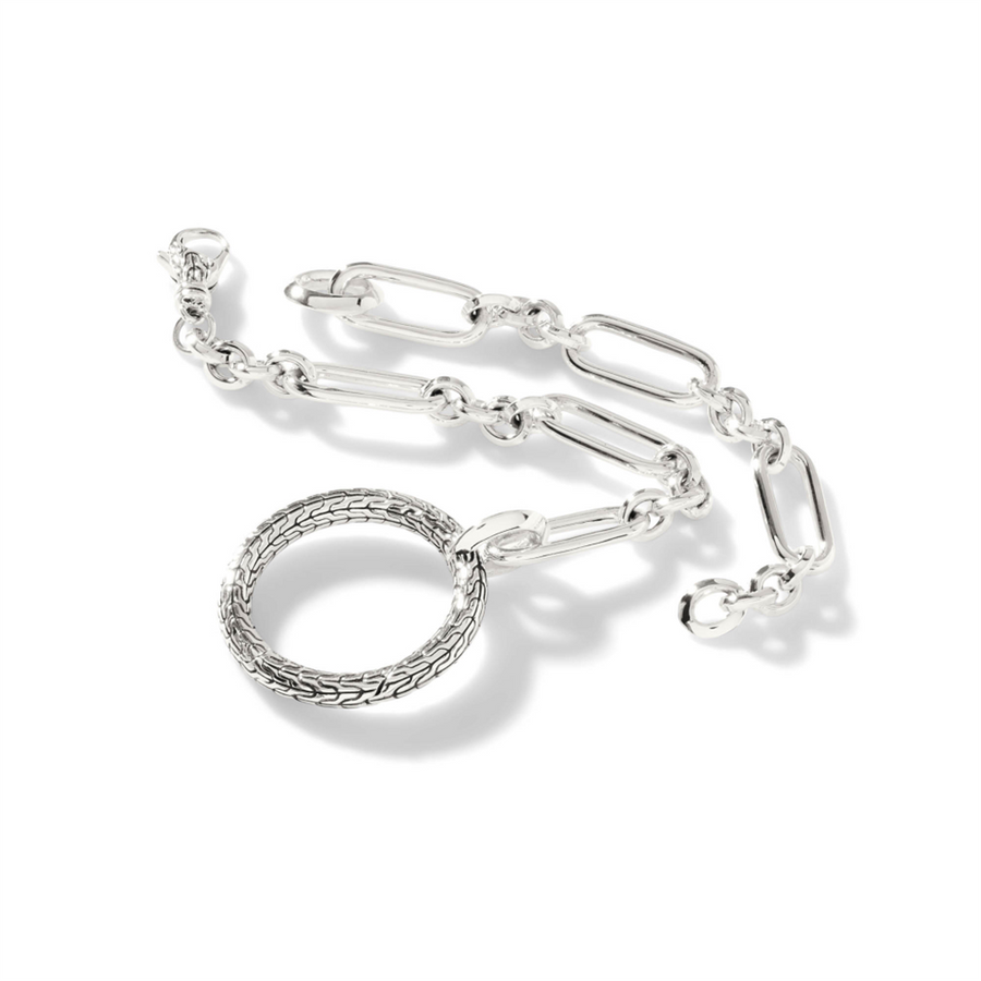 John Hardy Classic Chain Silver Knife Edge Amulet Connector Bracelet with Seamless Clasp