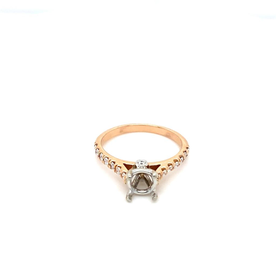 Estate Two Tone Diamond Cathedral Ring Mounting