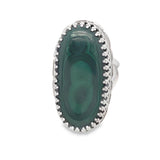 Estate Sterling Silver Elongated Malachite Ring