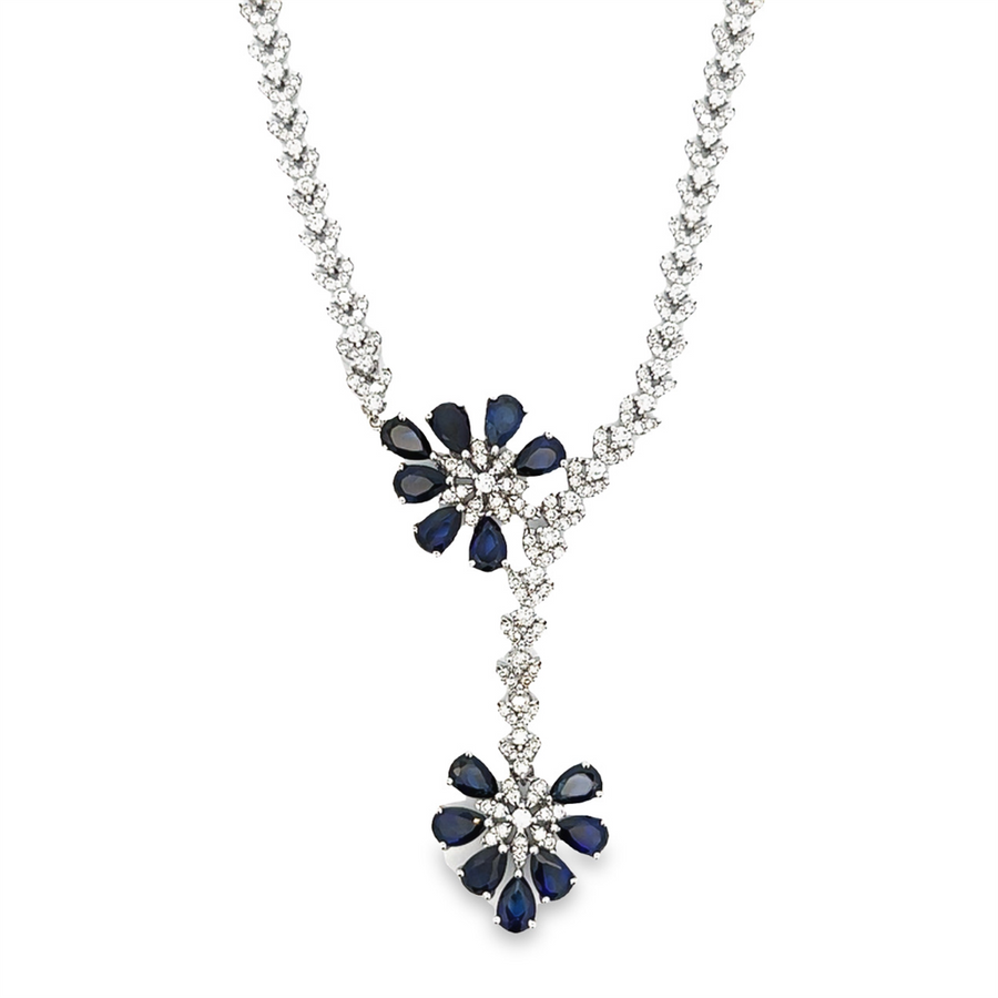 Estate Sapphire and Diamond Drop Necklace