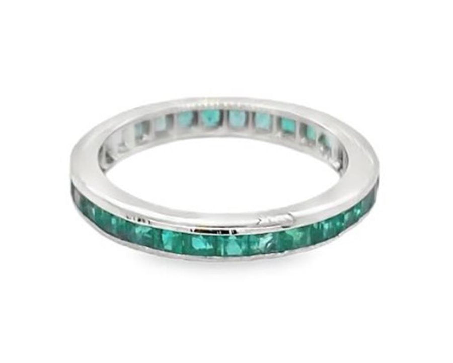 White 18 Karat 2.8Mm Channel-Set Eternity Band Estate Jewelry Size 6 W