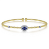 Gabriel & Co. Fashion 14K White-Yellow Gold Bujukan Sapphire and Diamond Halo Bangle