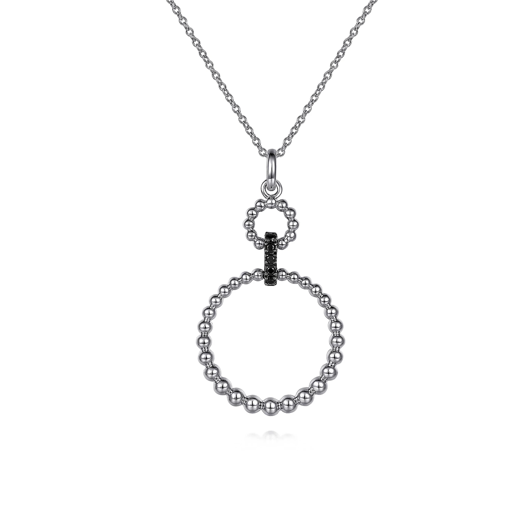 Gabriel & Co. Silver 925 Sterling Silver Black Spinel Bujukan Link Drop Necklace