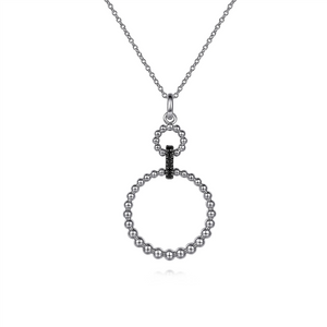 Gabriel & Co. Silver 925 Sterling Silver Black Spinel Bujukan Link Drop Necklace