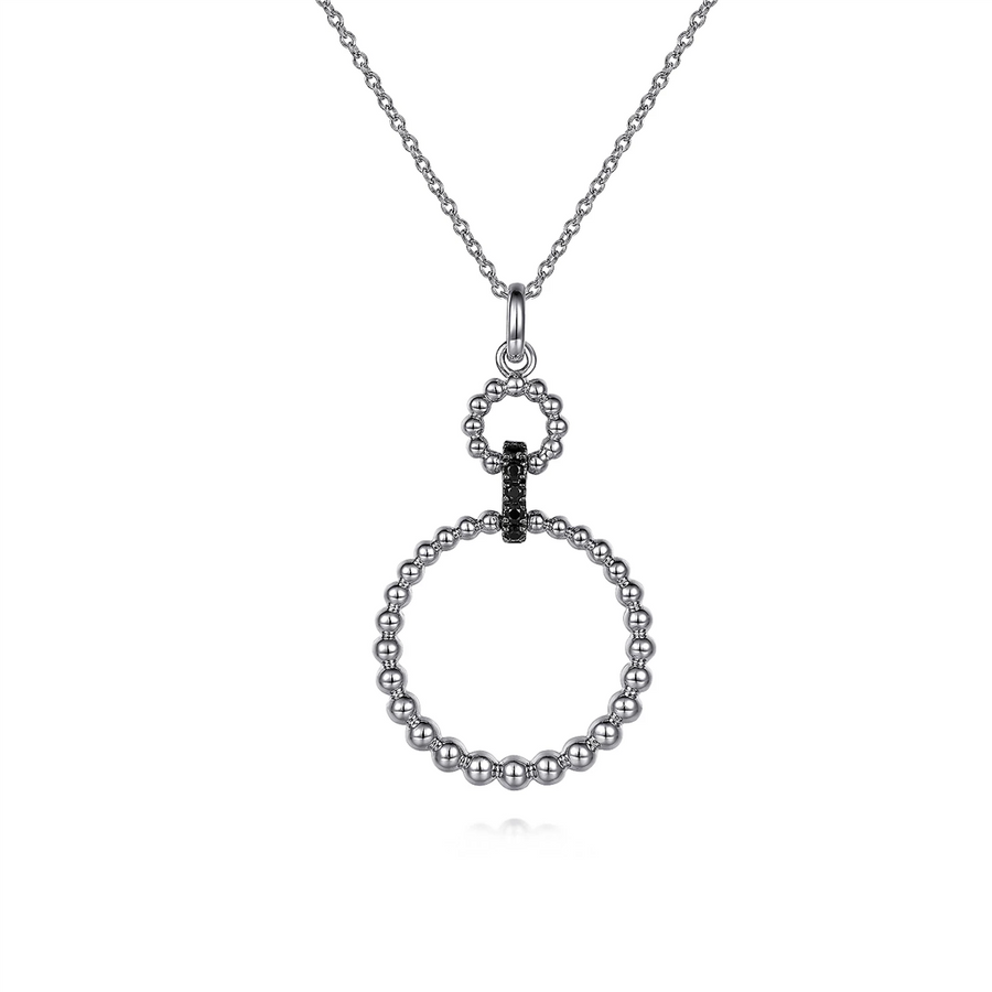 Gabriel & Co. Silver 925 Sterling Silver Black Spinel Bujukan Link Drop Necklace