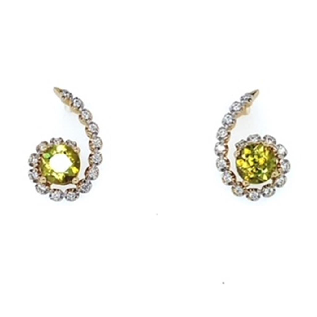 Estate Sphene and Diamond Earrings