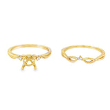 Lady's Yellow 14 Karat Twist Wedding Set Ring Size 6.5 With 3 = 0.05TW