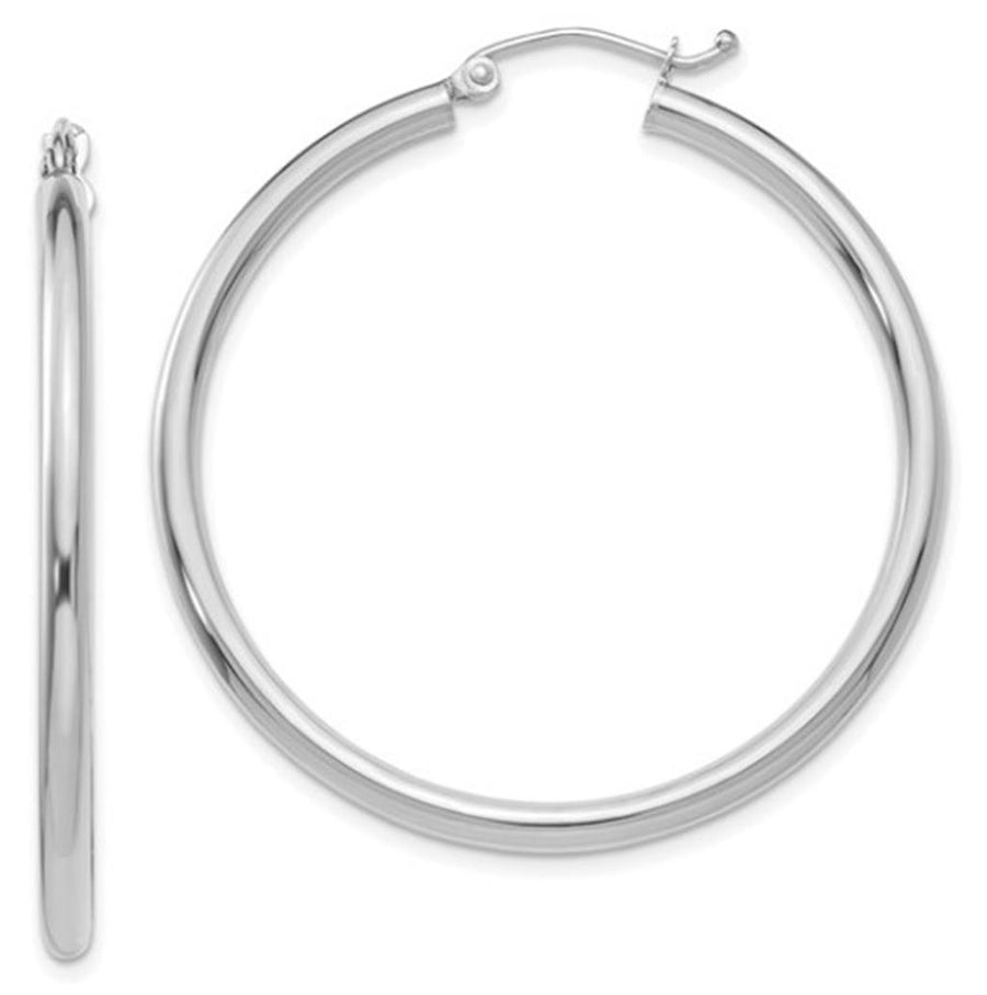 Lady's White 14 Karat 2.5mm Lightweight Tube Hoop Earrings Gram Weight