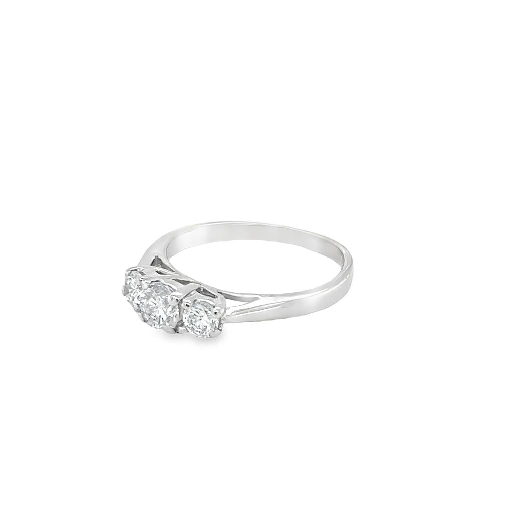 White Platinum 3 Stone Cathedr