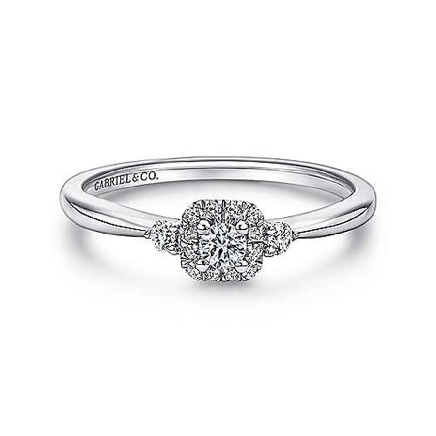 Polished Diamond Engagement Ring With Center Halo