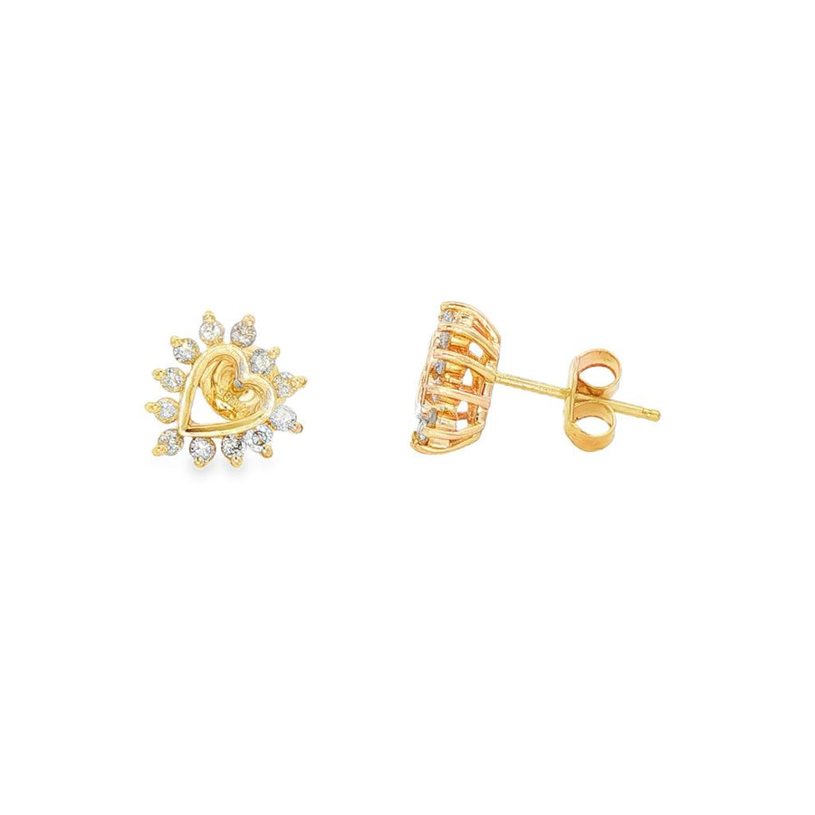 Open Heart Diamond Stud Earrings