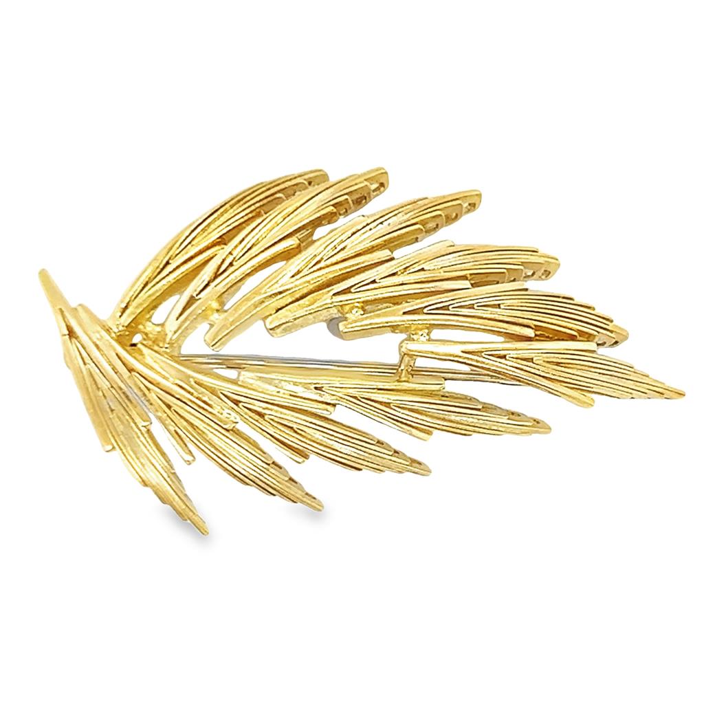 Yellow 18 Karat Palm Leaf Brooch/Pin Estate Jewelry Gram Weight: 9.42