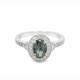 Lady's White 14 Karat Milgrain Halo Fashion Ring With One 0.97Ct Oval