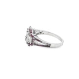 Three Stone Mosaic with Ruby Halo