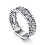 Lady's White 14 Karat Migrain/Twisted Rope Frame Marquise And Round St