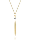 Lady's Yellow 14 Karat Diamond Spike Pendant Necklace Length 17.5 one