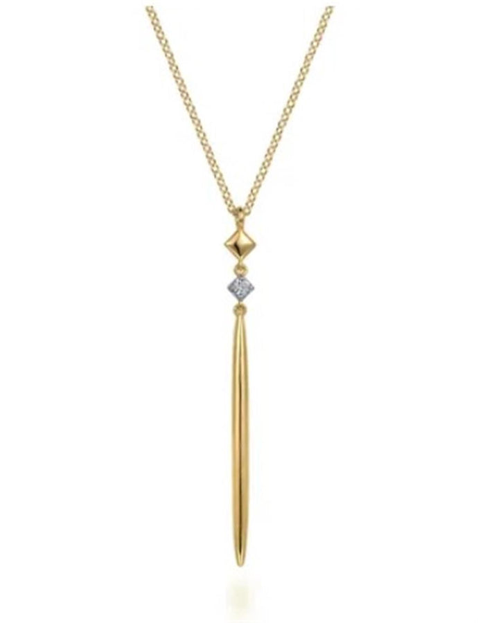 Lady's Yellow 14 Karat Diamond Spike Pendant Necklace Length 17.5 one