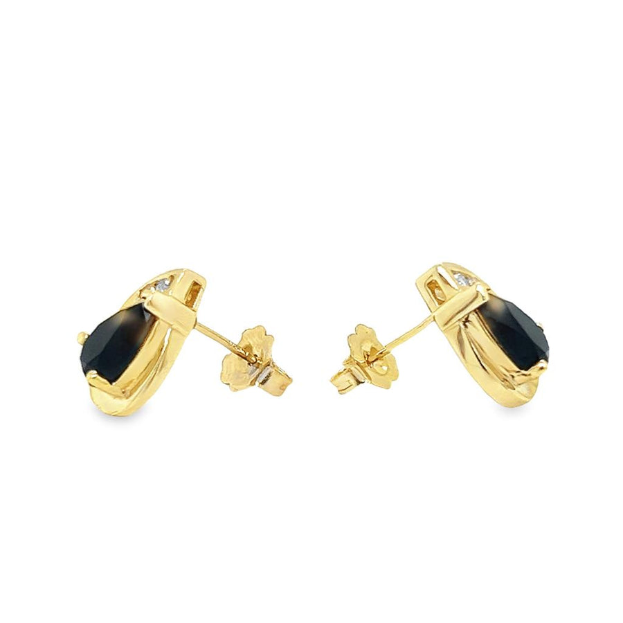 Yellow 10 Karat Onyx Stud Earrings