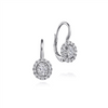 Gabriel & Co. Fashion 14K White Gold Oval Halo Diamond Leverback Earrings