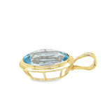 Yellow 14 Karat Swiss Blue Topaz With Enhancer Estate Jewelry one 18.00x13.00mm Oval Blue Topaz Gram Weight: 6.2