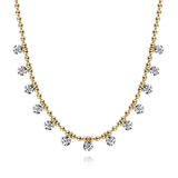 Gabriel & Co. Fashion 14K Yellow Gold Diamond Drop Station Necklace