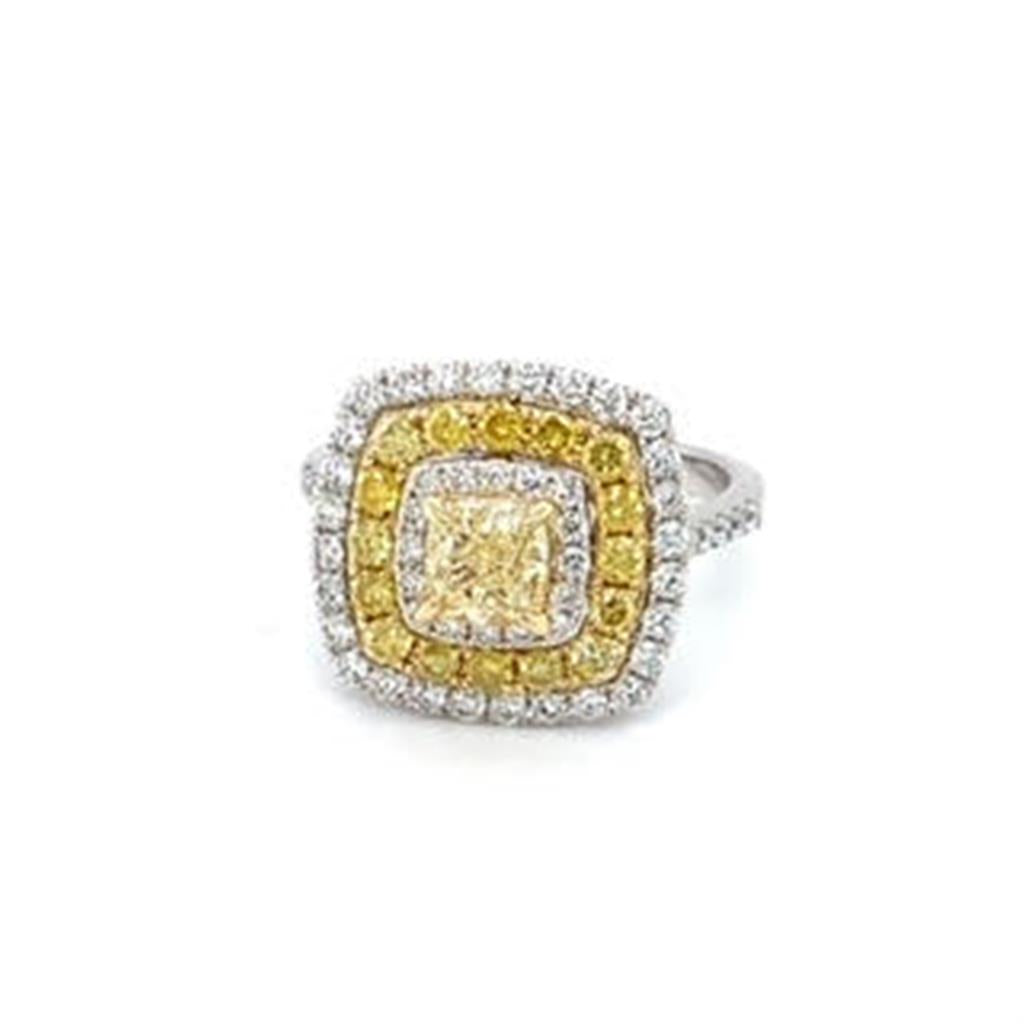Estate Yellow and White Diamond Ring