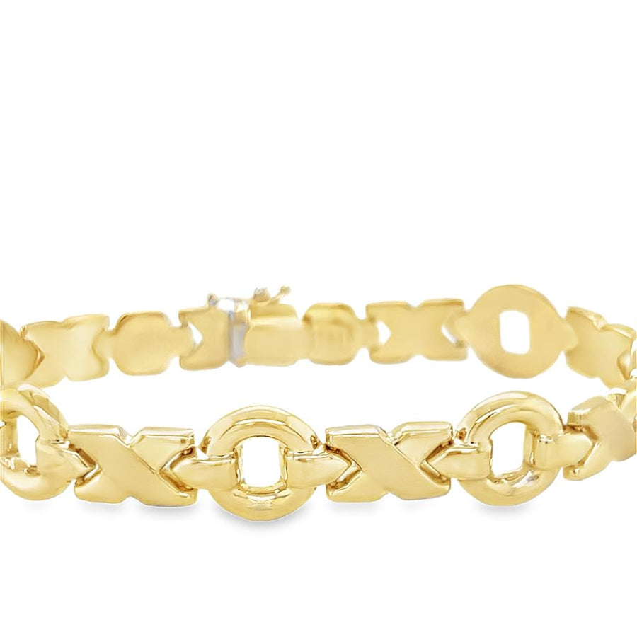 Yellow 14 Karat "X" & "O" Link Bracelet