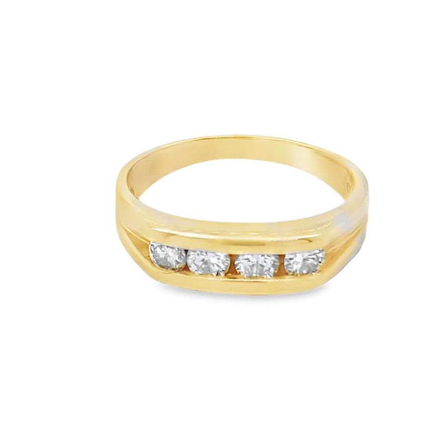 Yellow 14 Karat 5.75mm Gents Diamond Channel Band Estate Jewelry Size