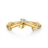 Lady's Yellow 14 Karat Polished/Engraved Nature-Inspired Curved Weddin