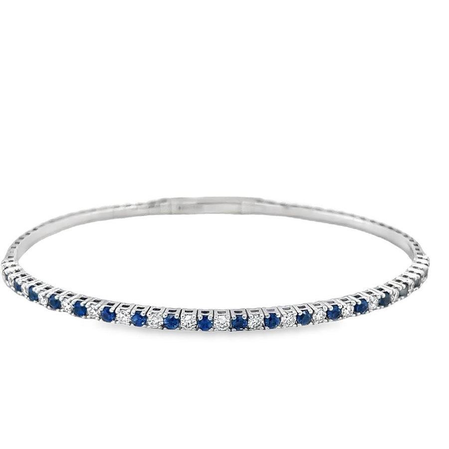 White 14 Karat Flexible Tennis Bangle Bracelet Length 6.75 19 = 0.59tw