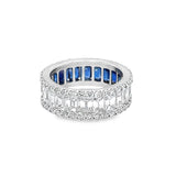 Lady's White 18 Karat Half Sapphire Half Diamond Eternity Band Fashion