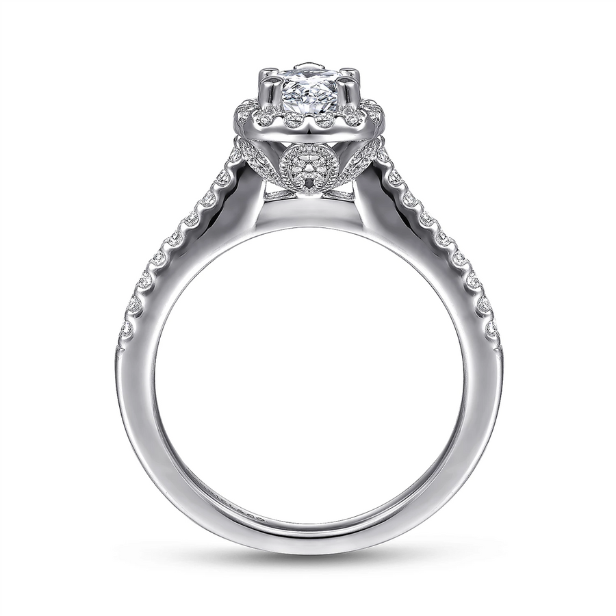 Gabriel & Co. Paige - 14K White Gold Pear Shape Halo Diamond Engagement Ring Mounting