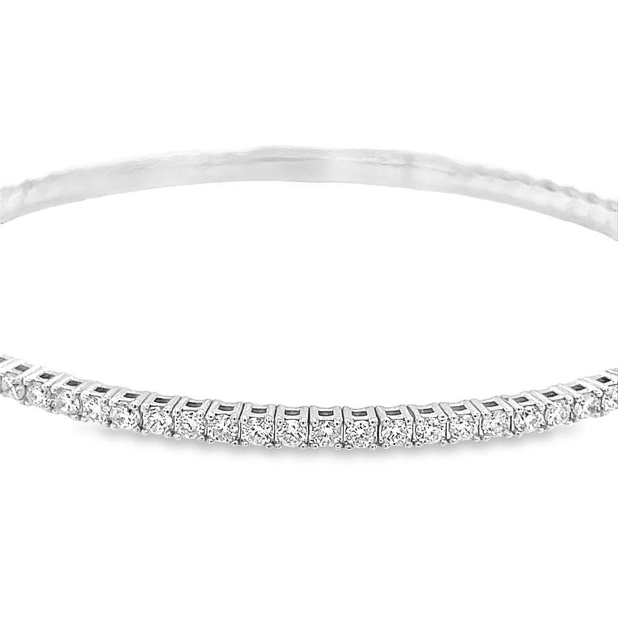White Gold Flexible Diamond Tennis Bangle Bracelet