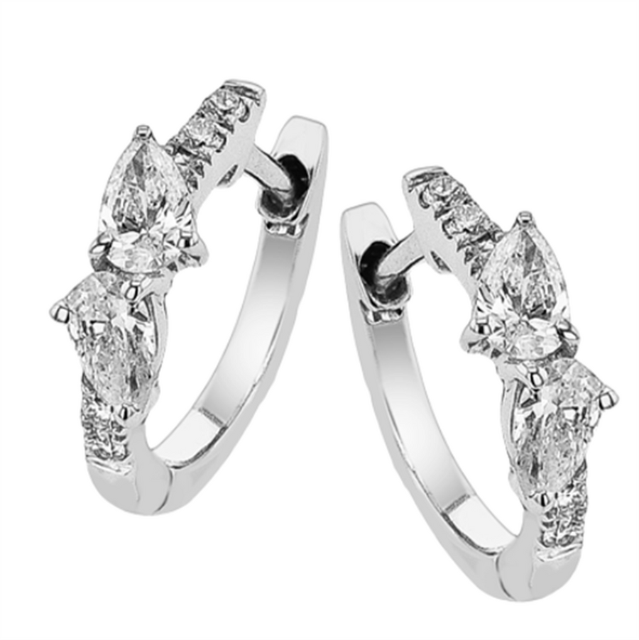 Lady's Two-Tone 18 Karat Huggies Earrings With 8 = 0.09TWT Round G VS2