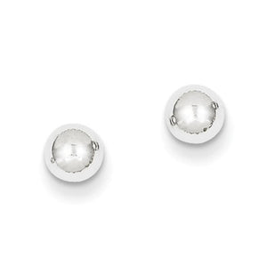 14k White Gold Polished 5mm Ball Post Earrings