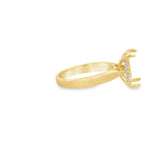 Lady's Yellow 18 Karat Hidden Halo Cathedral Ring Size 6.5 With 18 = 0