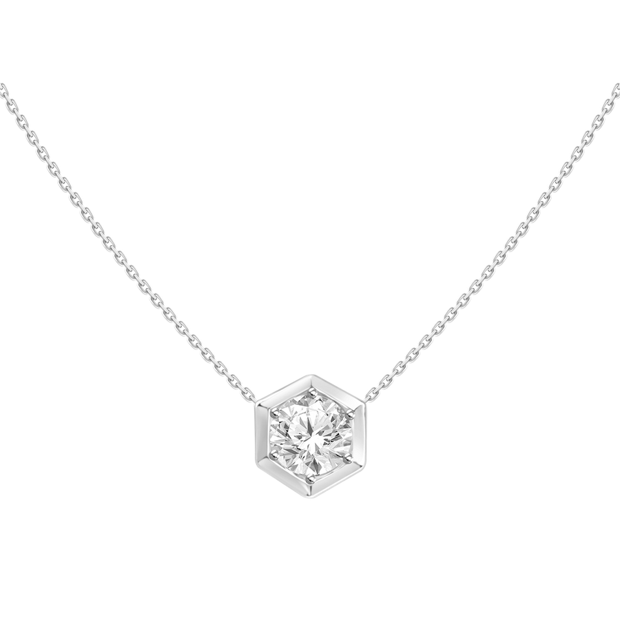 Lady's Hexagonal Solitaire Diamond Necklace