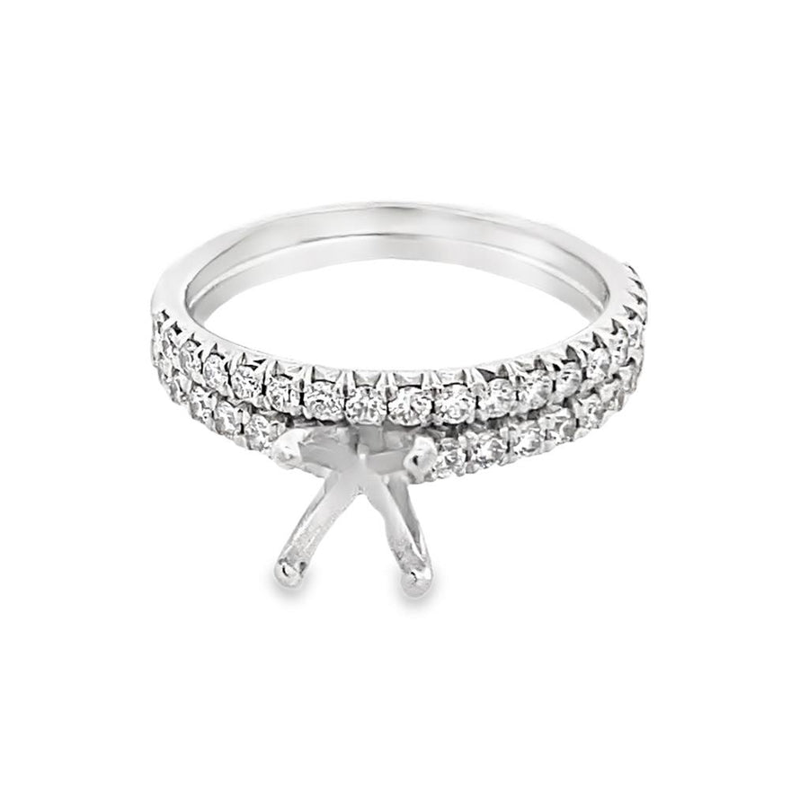 White 14 Karat Ring Mounting and Band Set