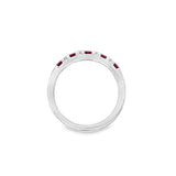 Nelson Lady's White 18 Karat Alternating Ruby and Diamond Fashion Ring