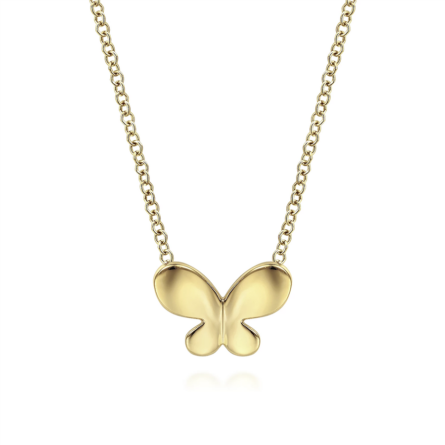 Gabriel & Co. Fashion 14K Yellow Gold Butterfly Pendant Necklace