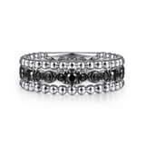 Sterling Silver Black Spinel Bujukan Stackable Ring Size 6.5 21 = 0.48