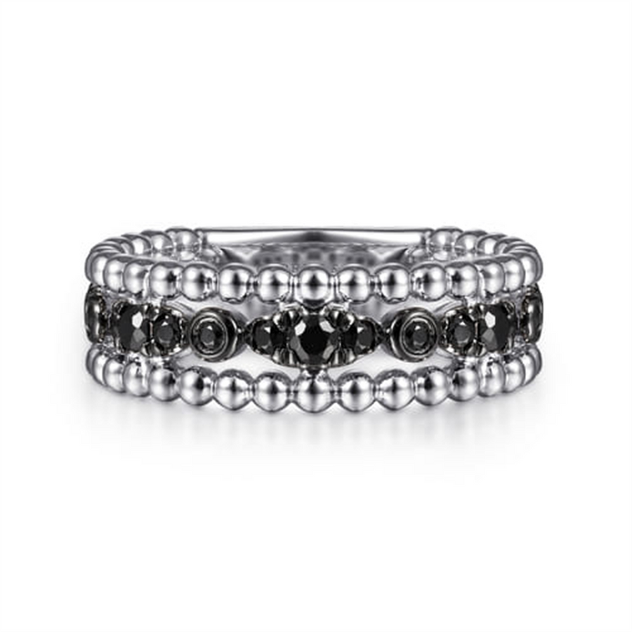 Sterling Silver Black Spinel Bujukan Stackable Ring Size 6.5 21 = 0.48