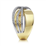 Gabriel & Co. Fashion 14K White-Yellow Gold Polished and Diamond Bands Criss Cross Ring