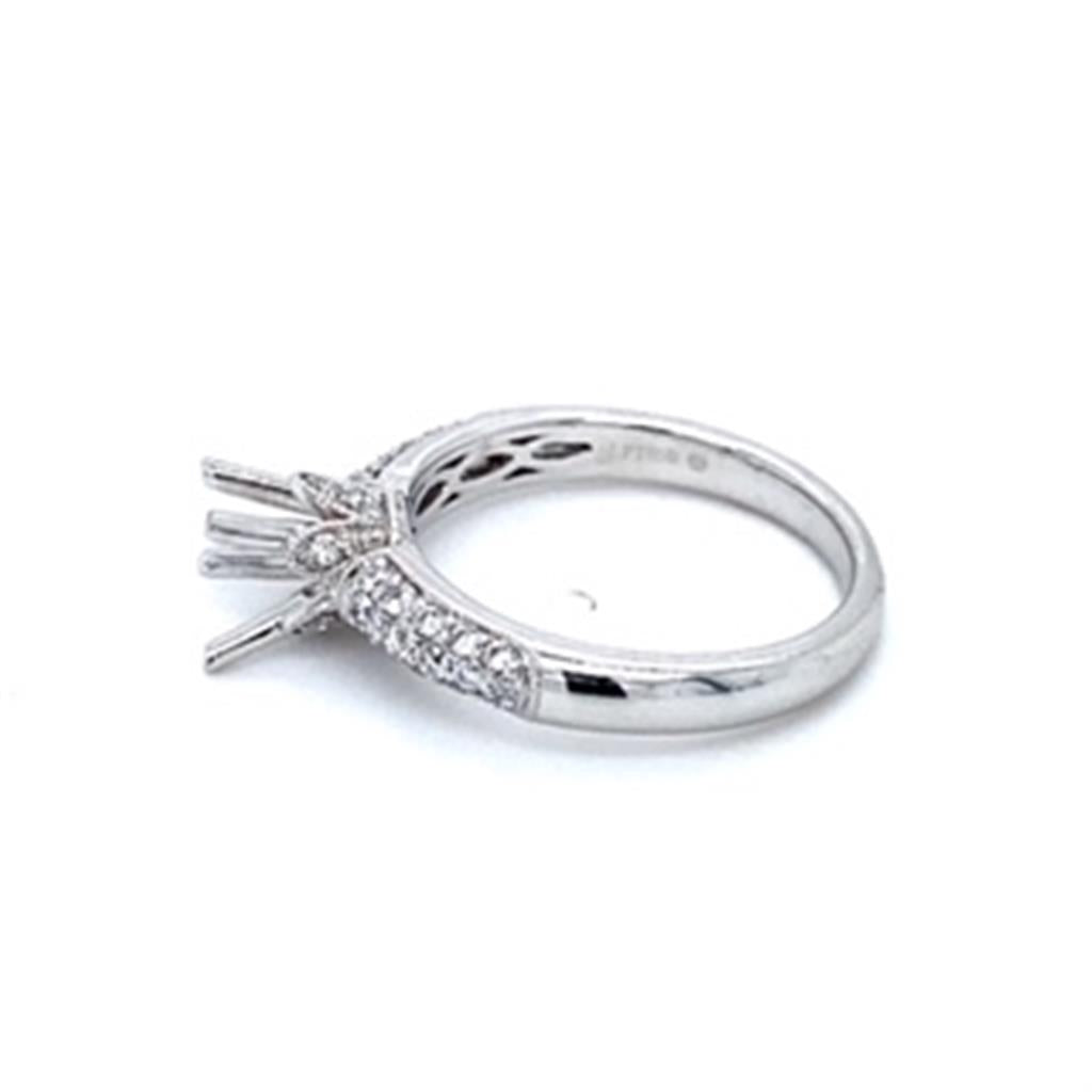 Platinum Milgrain Crown Pave Ring