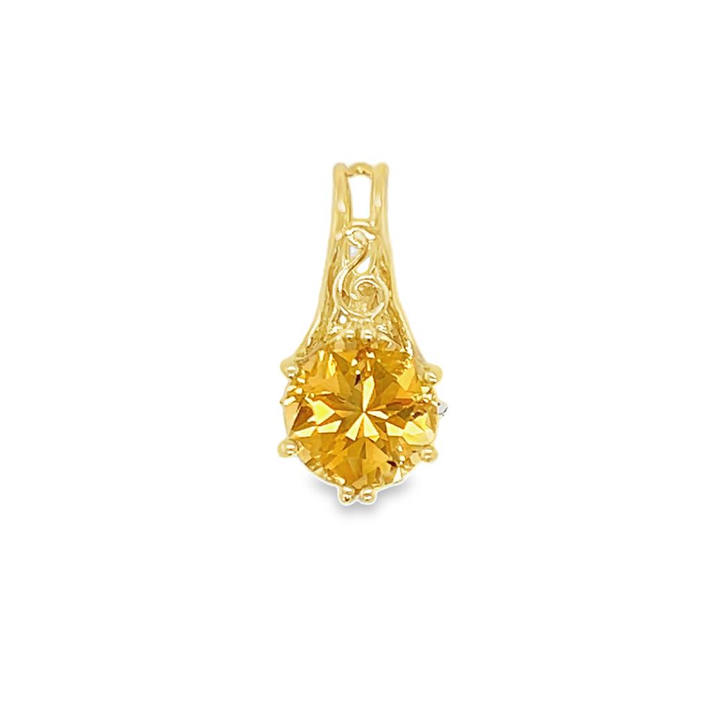 Estate Yellow 14 Karat Citrine Filigree Pendant